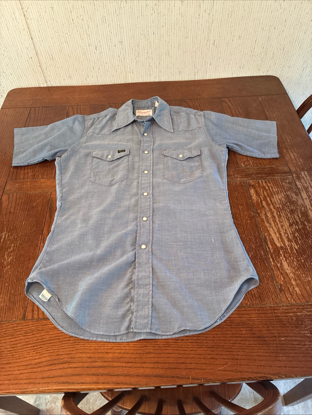Vintage Wrangler Sanforized Western Pearl Snap Shirt Men’s 15.5-21 Cowboy Usa